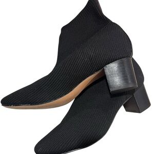 Eileen Fisher Black Stretch Knit Block Heel Booties – Size 9.5